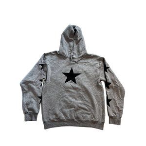 Gray Star-Print Hoodie - Unbranded